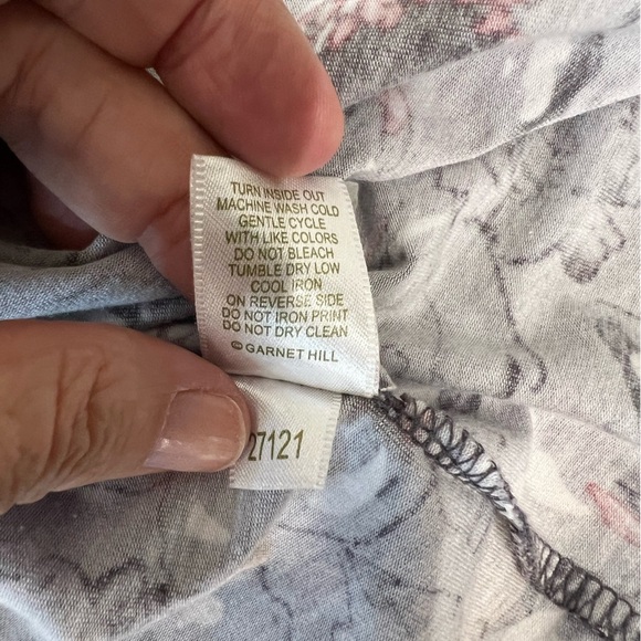 Garnet Hill Gray Floral Print Cotton Kimono Sleeve Dress Size M - Picture 6 of 6